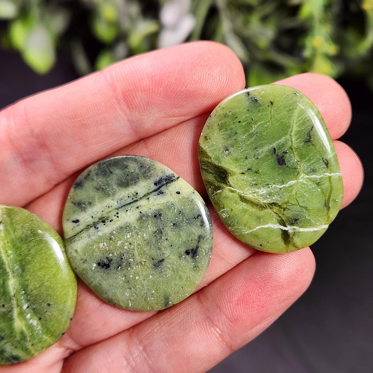 Canadian Green Jade Polished Palm Stone (1"+), Tumbled Jade Crystal Specimen