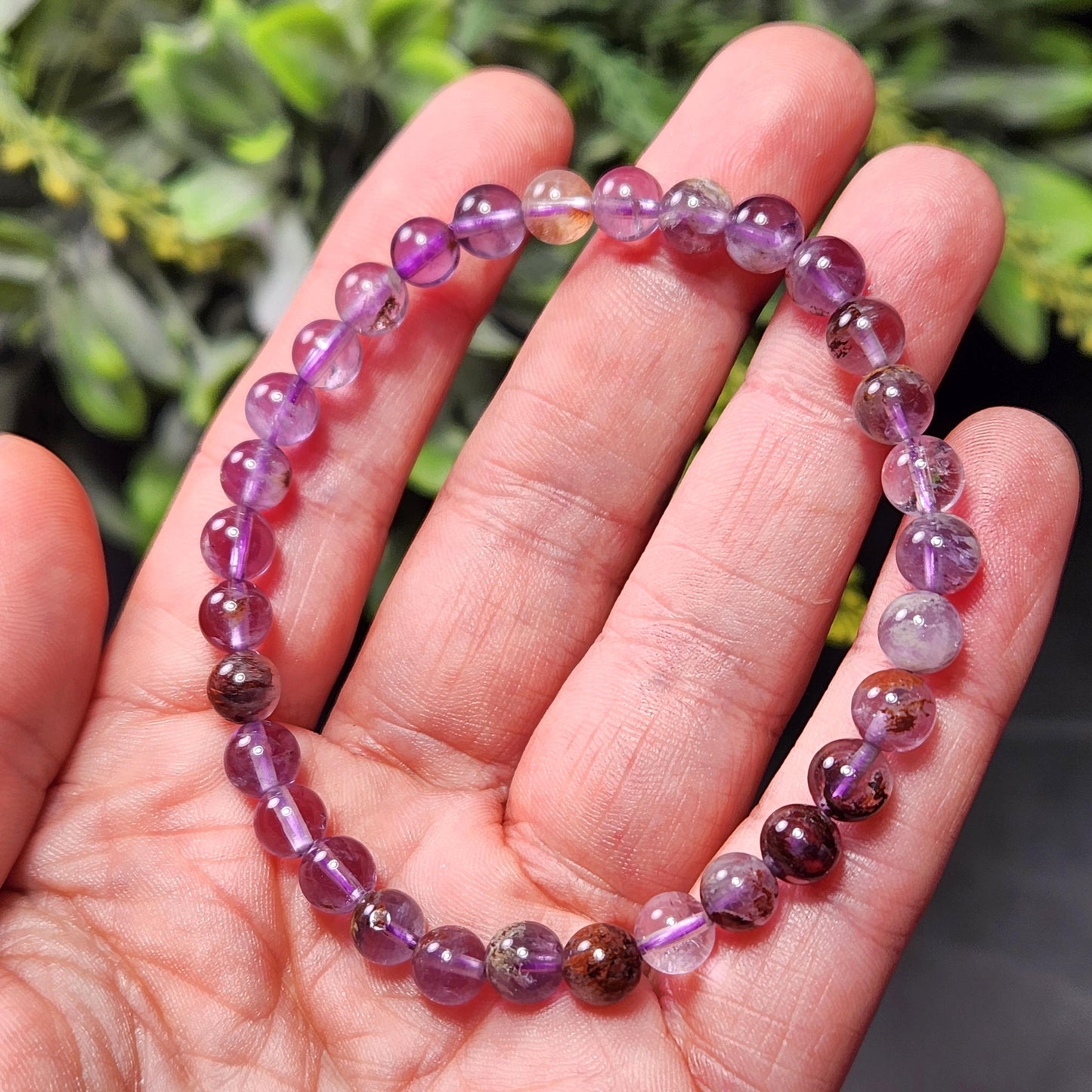Super 7 Quartz Crystal Bracelet (6mm Beads), Super Seven Crystal Bracelet