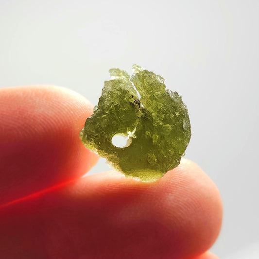 Moldavite Specimen 2.16g with Natural HOLE, Authentic Moldavite Crystal Tektite