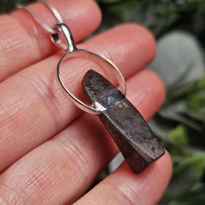Meteorite Pendant from Kenya, Sterling Silver Natural Meteorite Necklace
