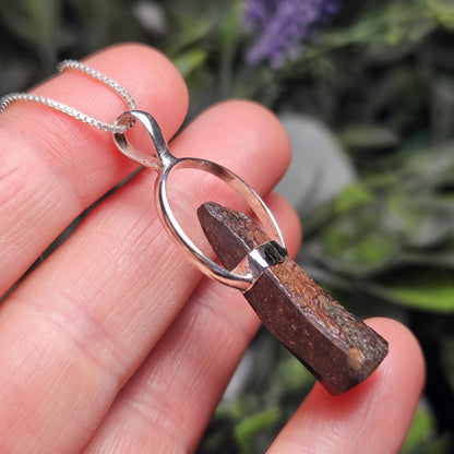 Meteorite Pendant from Kenya, Sterling Silver Natural Meteorite Necklace