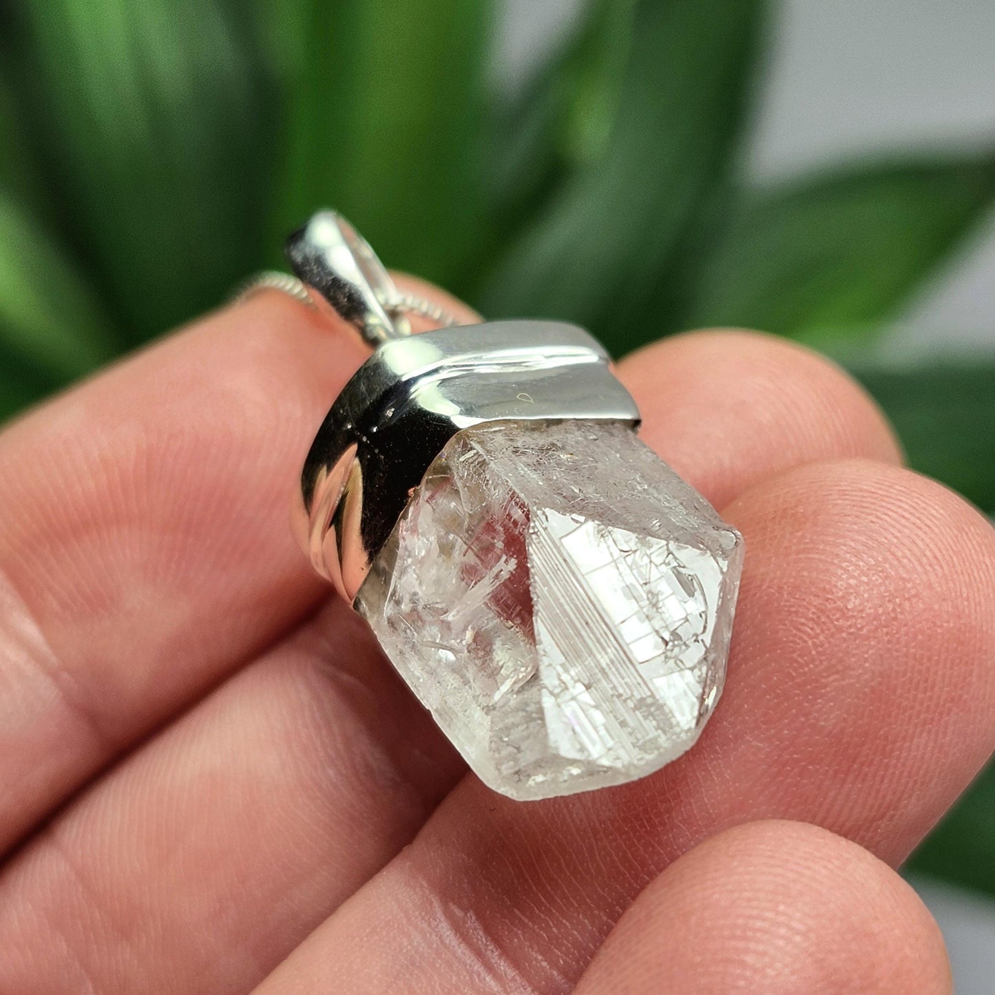 Danburite Crystal Pendant, Sterling Silver Raw Danburite Necklace