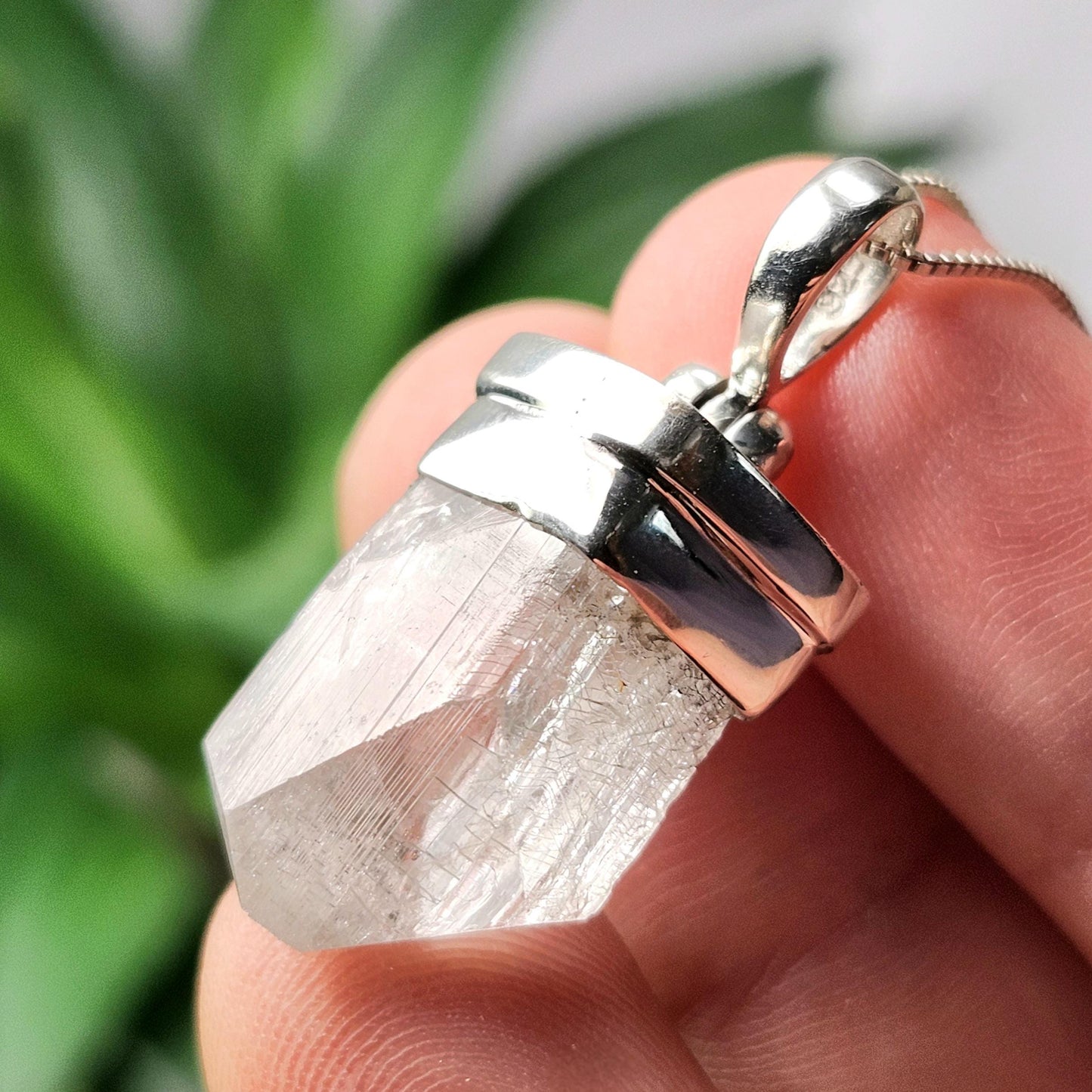 Danburite Crystal Pendant, Sterling Silver Raw Danburite Necklace