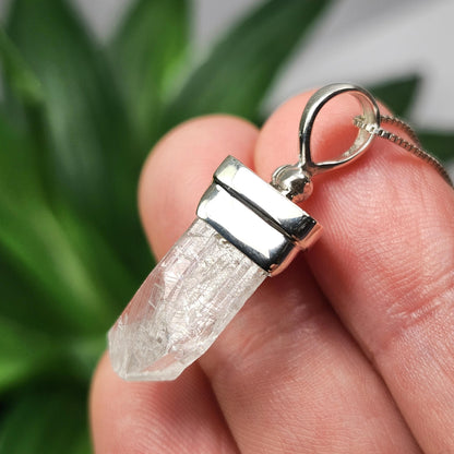 Danburite Crystal Pendant, Sterling Silver Raw Danburite Necklace