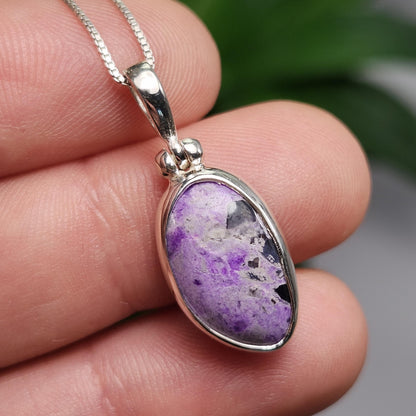 Sugilite Crystal Pendant, Sterling Silver (25x11mm)