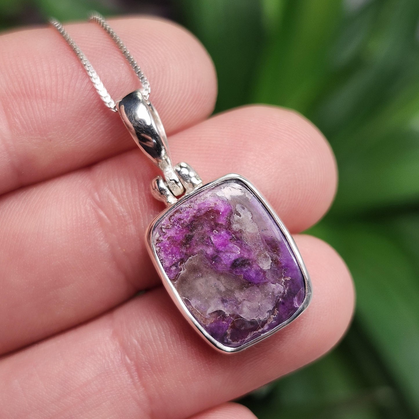 Gel Sugilite Pendant, Sterling Silver Sugilite Necklace