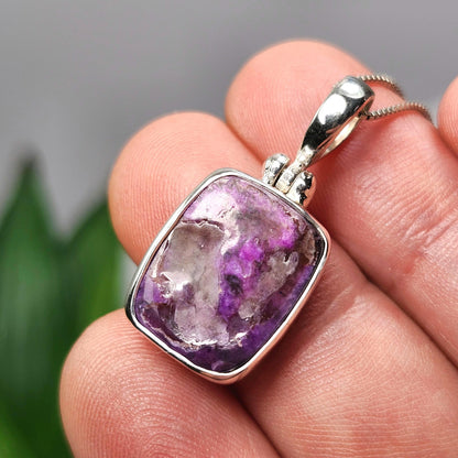 Gel Sugilite Pendant, Sterling Silver Sugilite Necklace