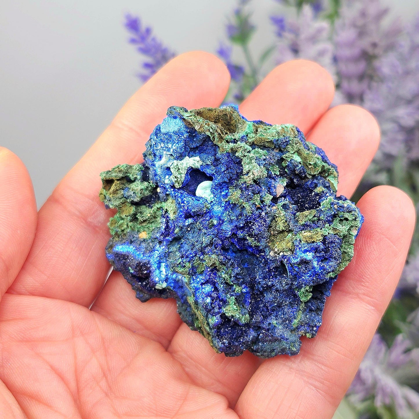 Azurite & Malachite Crystal Cluster, Vibrant Raw Specimen from Anhui, China