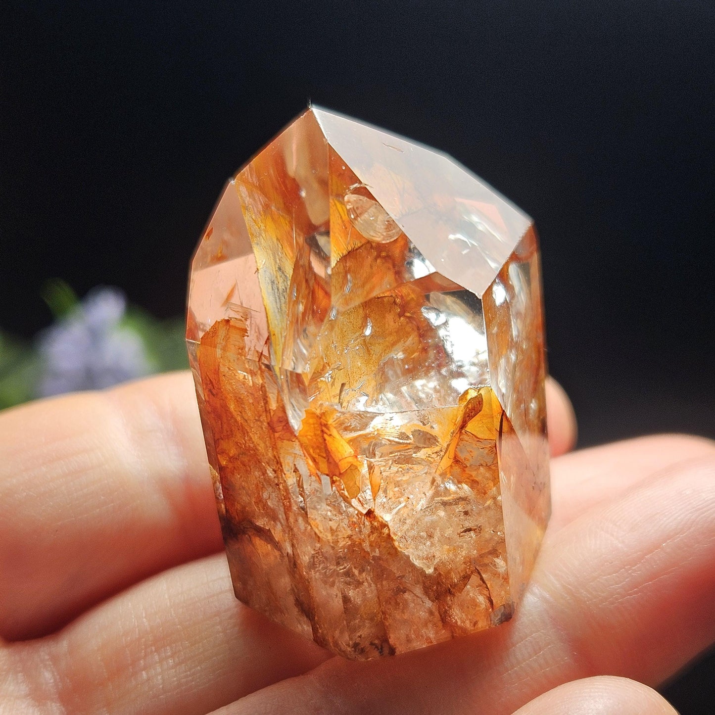 Fire Quartz Tower Point, Polished Hematoid Quartz Crystal