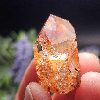 Fire Quartz Tower Point, Polished Hematoid Quartz Crystal