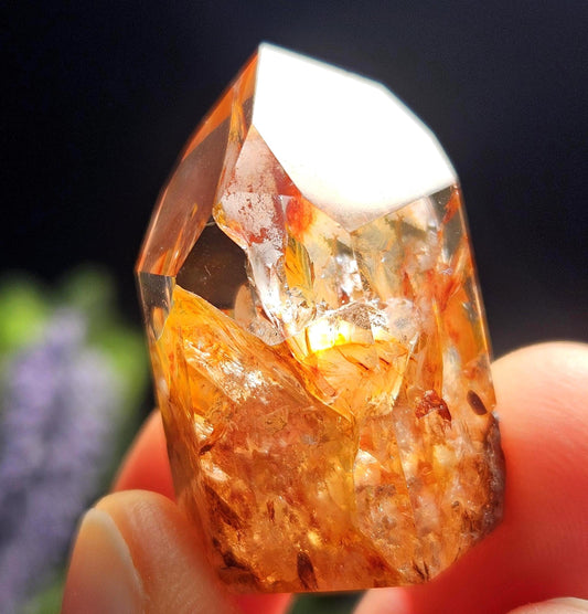 Fire Quartz Tower Point, Polished Hematoid Quartz Crystal