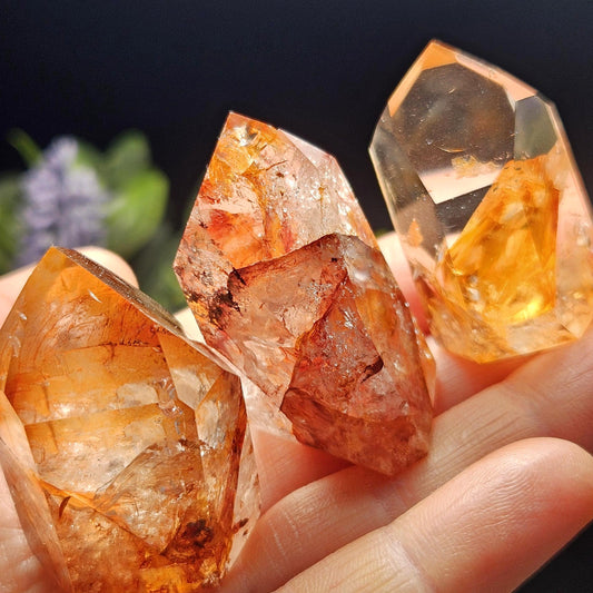 Fire Quartz Tower Point, Polished Hematoid Quartz Crystal