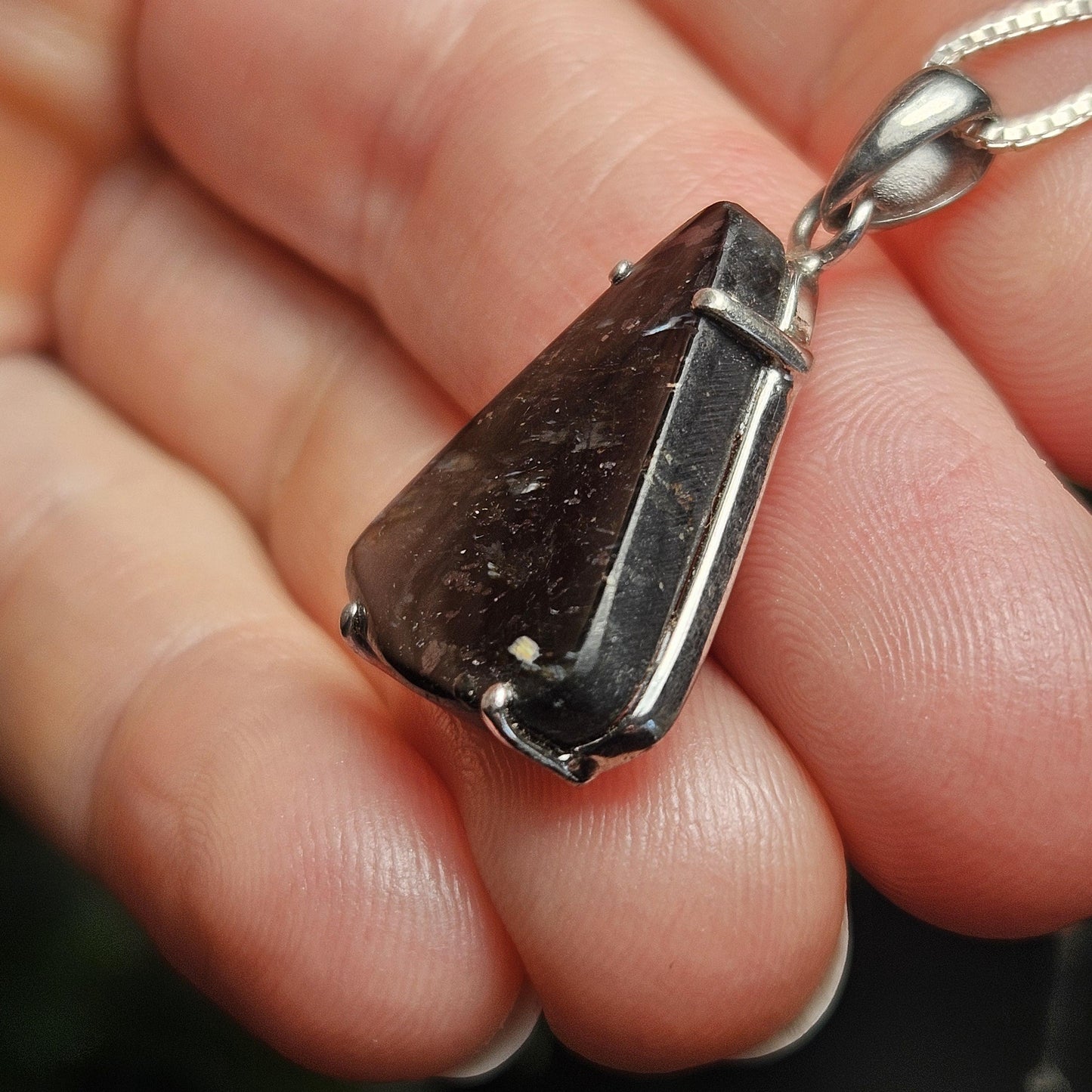 GREENLAND Nuummite Pendant, Sterling Silver Authentic Nuummite Necklace