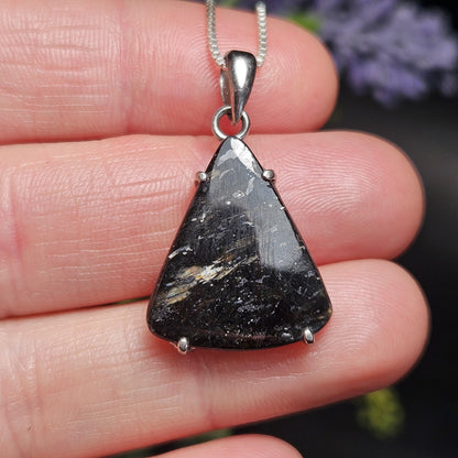 GREENLAND Nuummite Pendant, Sterling Silver Authentic Nuummite Necklace