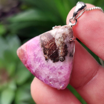 Cobalto Calcite Pendant, Sterling Silver Pink Cobalto Calcite Jewelry