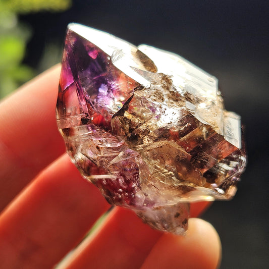 Enhydro Shangaan Amethyst Scepter: Moving Enhydro Quartz Crystal, 31.53g