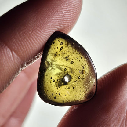 Moldavite Bead 1.9g, Polished with Visible Bubbles and Lechatelierites