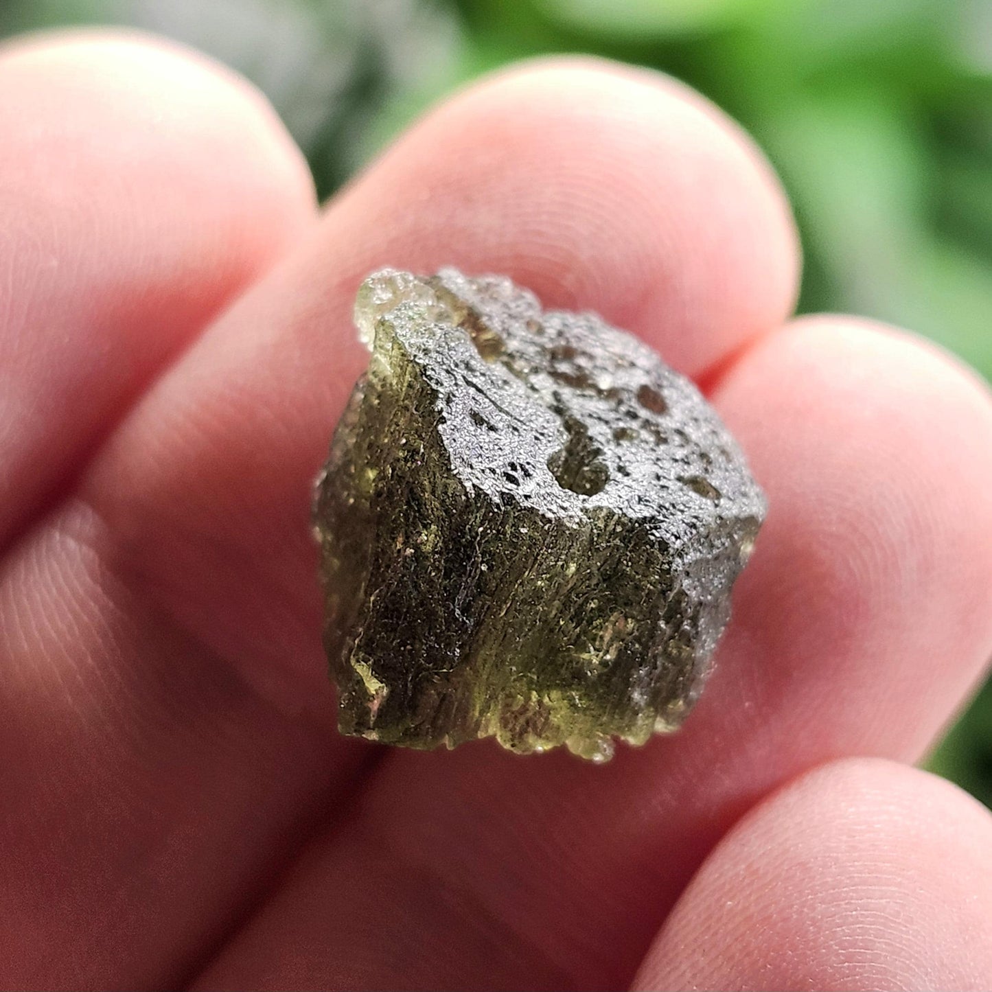 Moldavite Specimen 2.16g with Natural HOLE, Authentic Moldavite Crystal Tektite