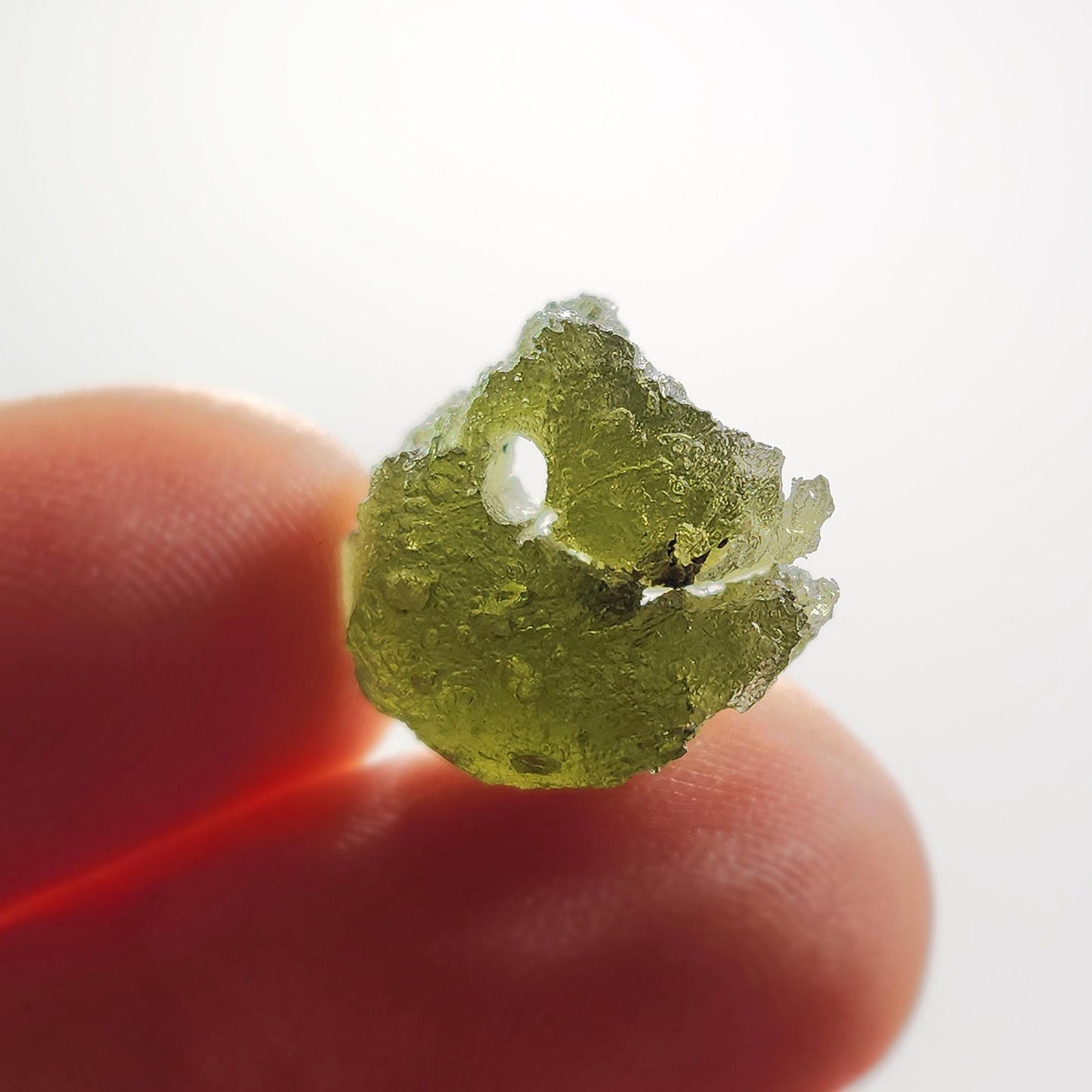 Moldavite Specimen 2.16g with Natural HOLE, Authentic Moldavite Crystal Tektite