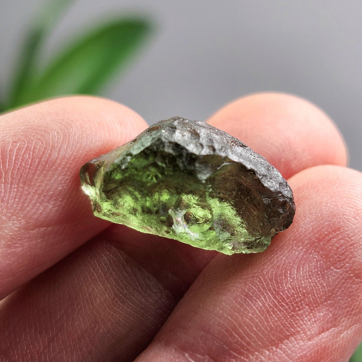 Poison Green Moldavite Crystal 2.02g: Authentic Raw Moldavite Specimen