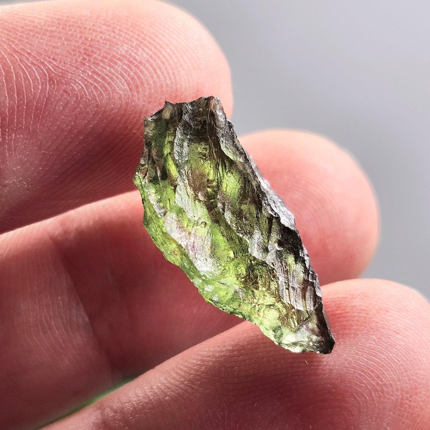 Moldavite Poison Green Specimen 1.33g, Authentic Raw Moldavite Crystal from Vrabce