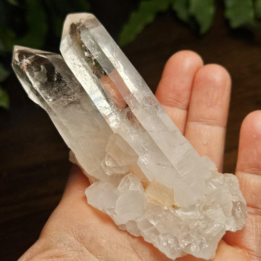 Pink Himalayan Quartz Cluster, "Twinned" Parallel Growth Quartz Crystal, 104g