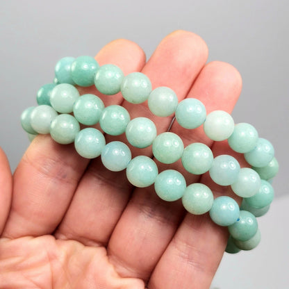 Amazonite Crystal Bracelet, Beaded Gemstone Jewelry (8mm Beads)