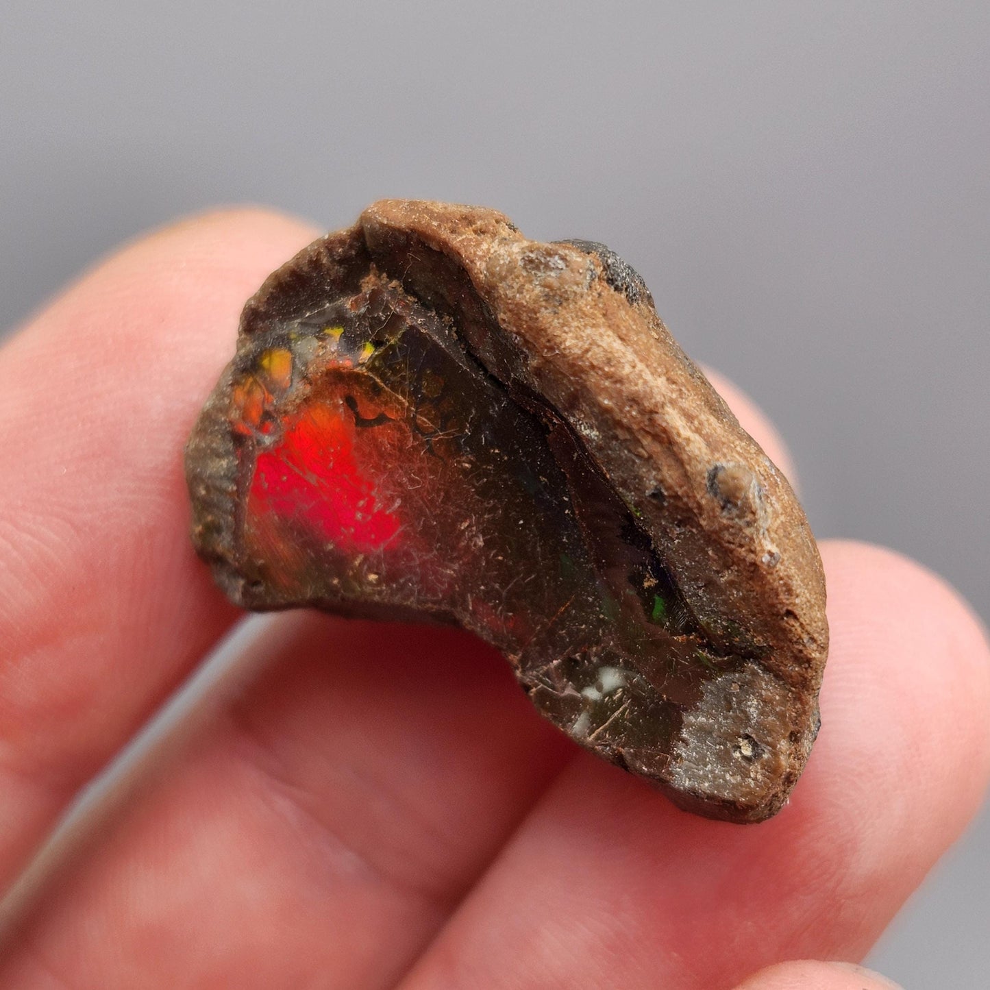 Rainbow Water Opal Specimen 7.2g, Welo Ethiopian Chocolate Opal Crystal