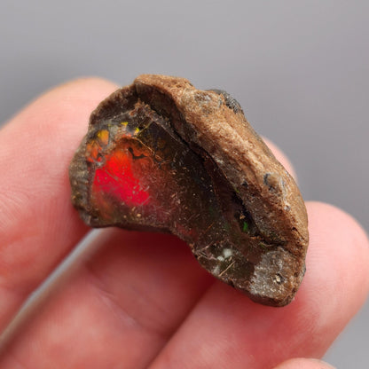 Rainbow Water Opal Specimen 7.2g, Welo Ethiopian Chocolate Opal Crystal