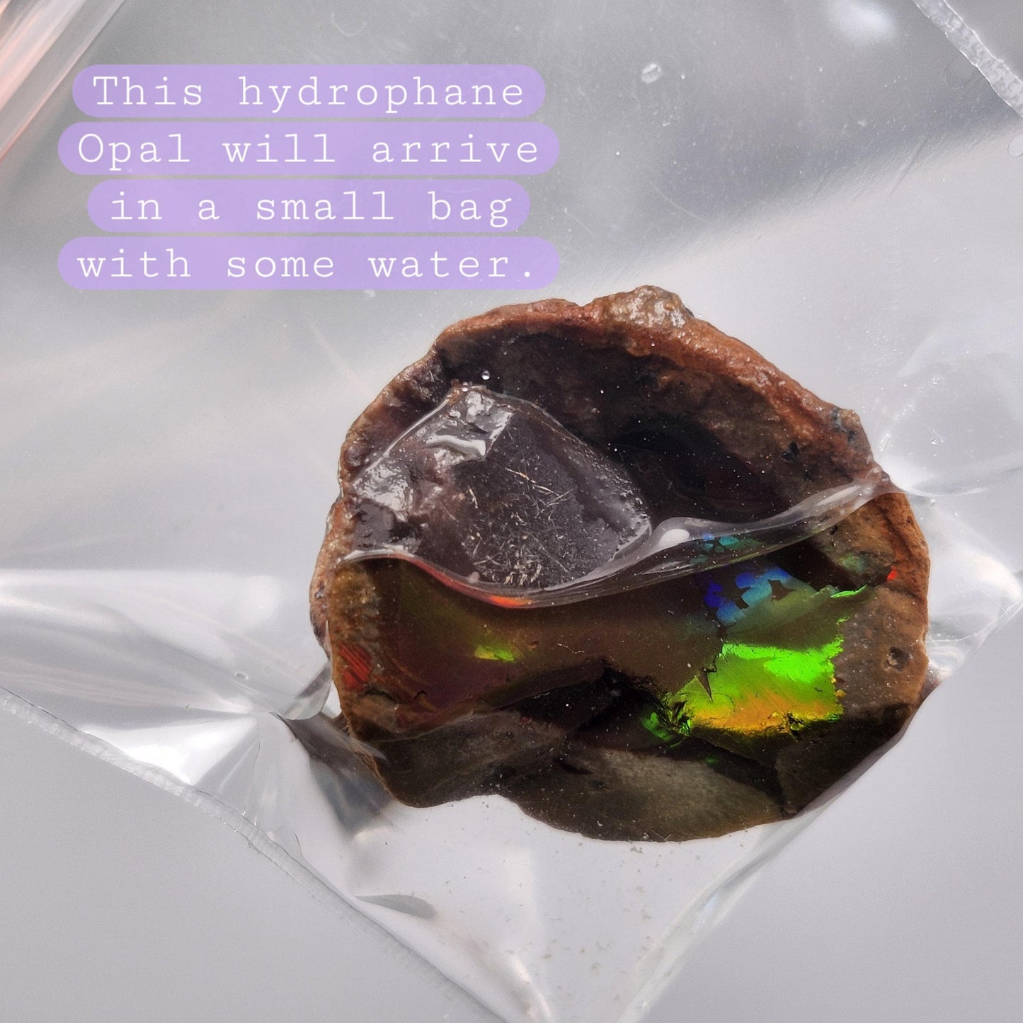 Rainbow Water Opal Specimen 7.2g, Welo Ethiopian Chocolate Opal Crystal