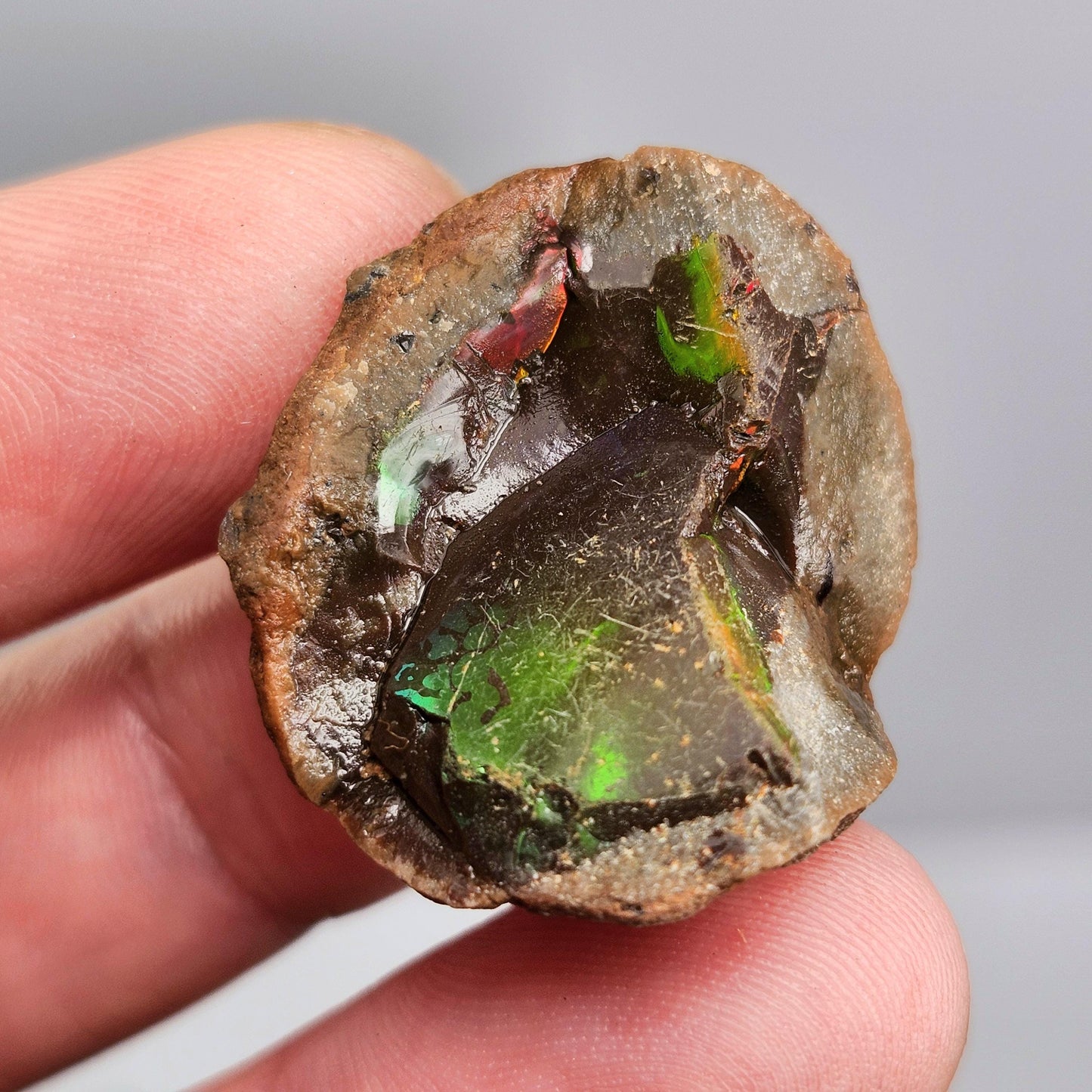 Rainbow Water Opal Specimen 7.2g, Welo Ethiopian Chocolate Opal Crystal