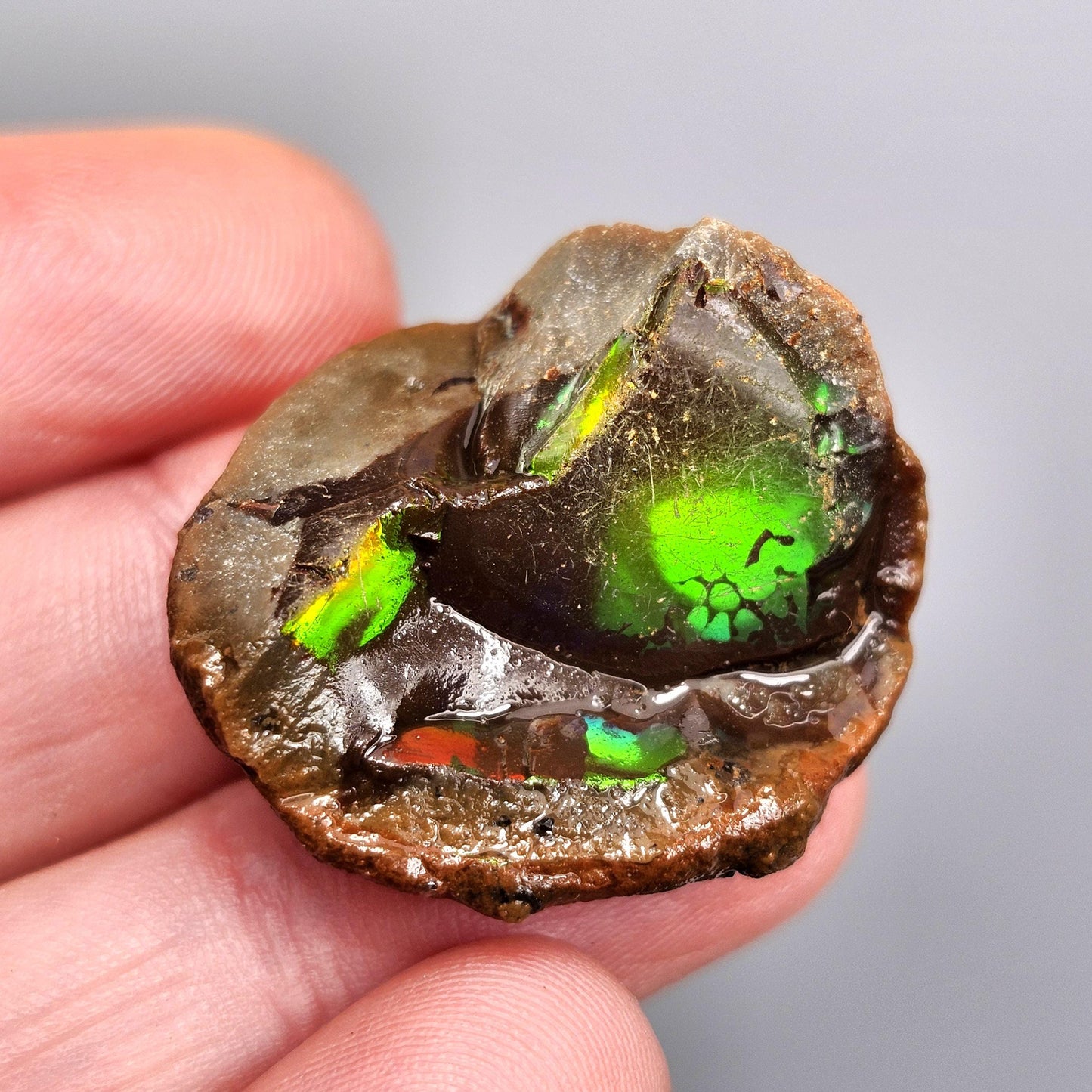 Rainbow Water Opal Specimen 7.2g, Welo Ethiopian Chocolate Opal Crystal