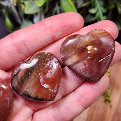 Petrified Wood Fossil Heart Carving, Agatized Wood Crystal Heart