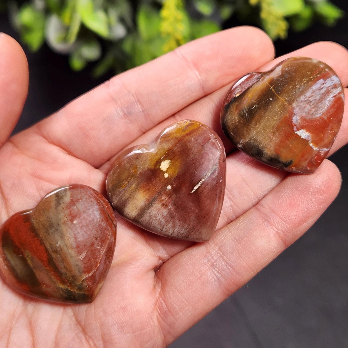 Petrified Wood Fossil Heart Carving, Agatized Wood Crystal Heart