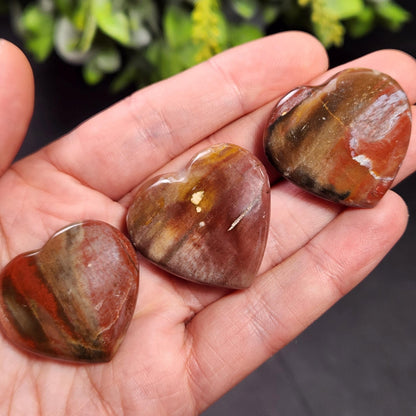 Petrified Wood Fossil Heart Carving, Agatized Wood Crystal Heart