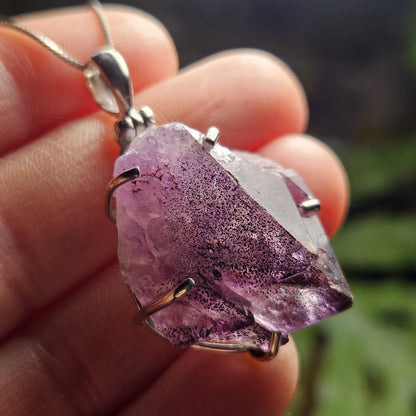 Thunder Bay Amethyst Crystal Pendant, Sterling Silver Amethyst Necklace
