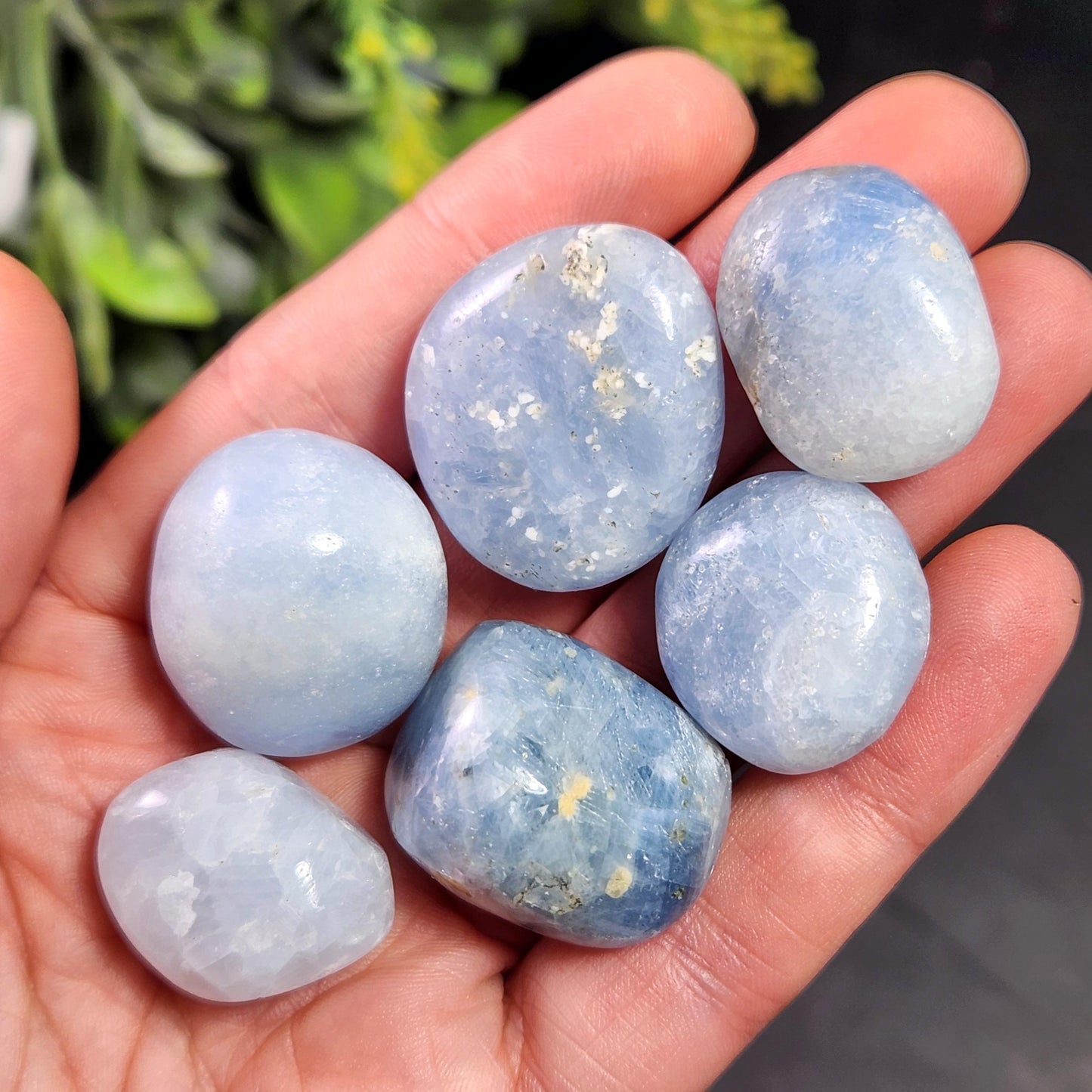 Blue Calcite Tumbled Crystal, Calcite Stone Specimen