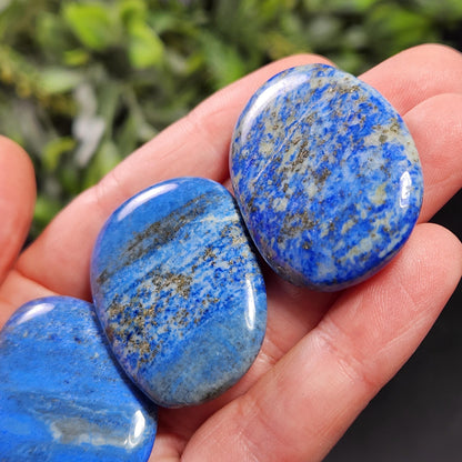 Lapis Lazuli Polished Stone, Blue Lapis Palm Stone Crystal Specimen