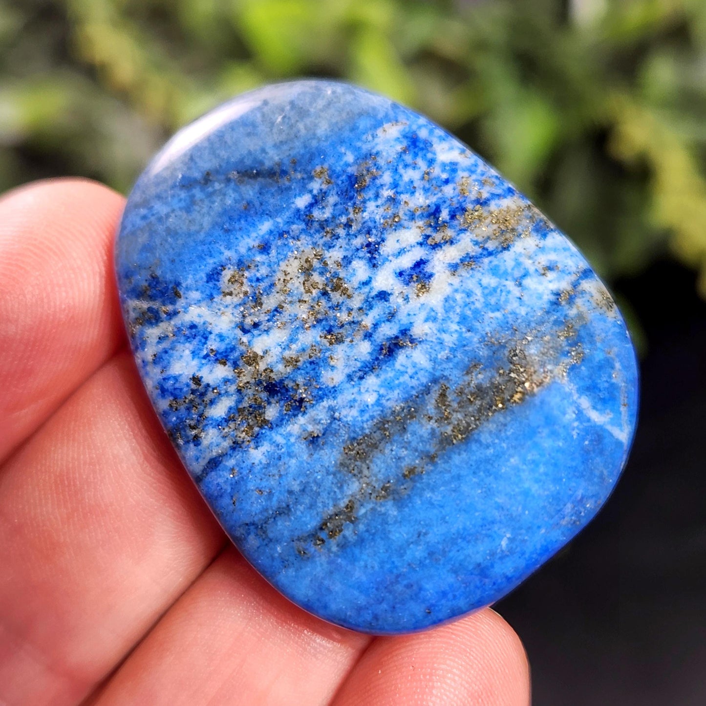Lapis Lazuli Polished Stone, Blue Lapis Palm Stone Crystal Specimen