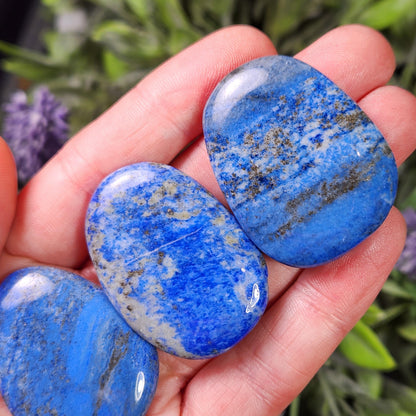 Lapis Lazuli Polished Stone, Blue Lapis Palm Stone Crystal Specimen