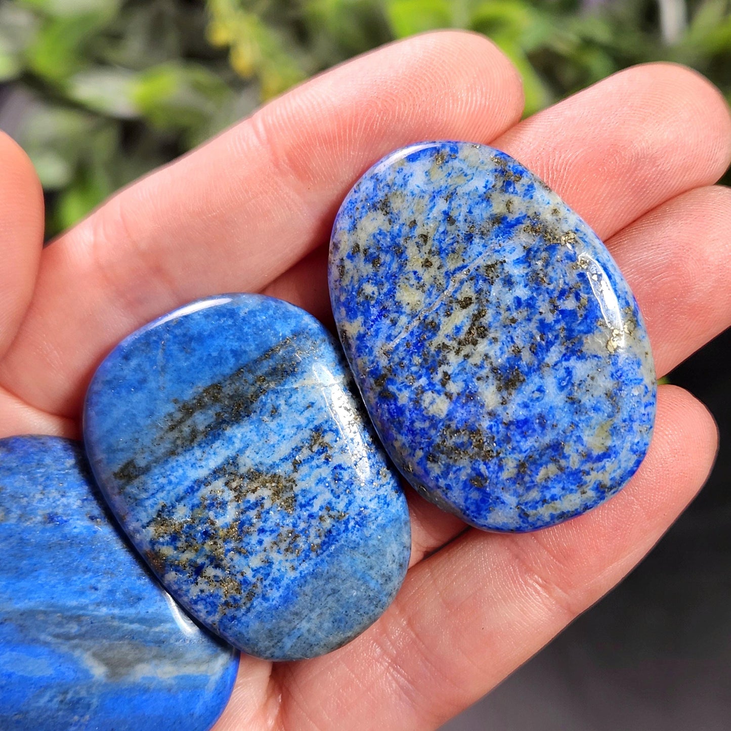 Lapis Lazuli Polished Stone, Blue Lapis Palm Stone Crystal Specimen