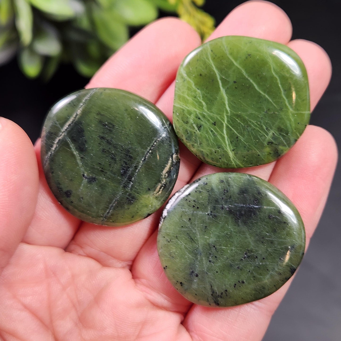 Canadian Green Jade Polished Palm Stone (1"+), Tumbled Jade Crystal Specimen