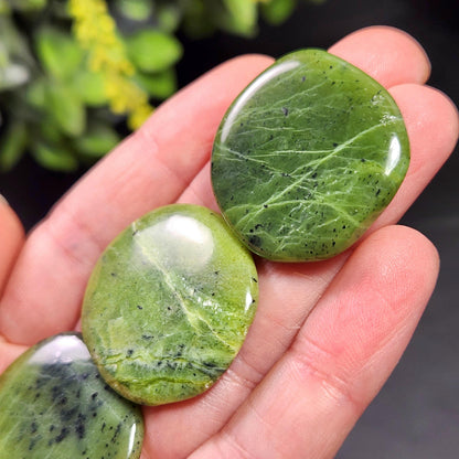 Canadian Green Jade Polished Palm Stone (1"+), Tumbled Jade Crystal Specimen