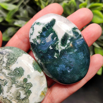 Moss Agate Palm Stone, Polished Moss Agate Crystal Specimen