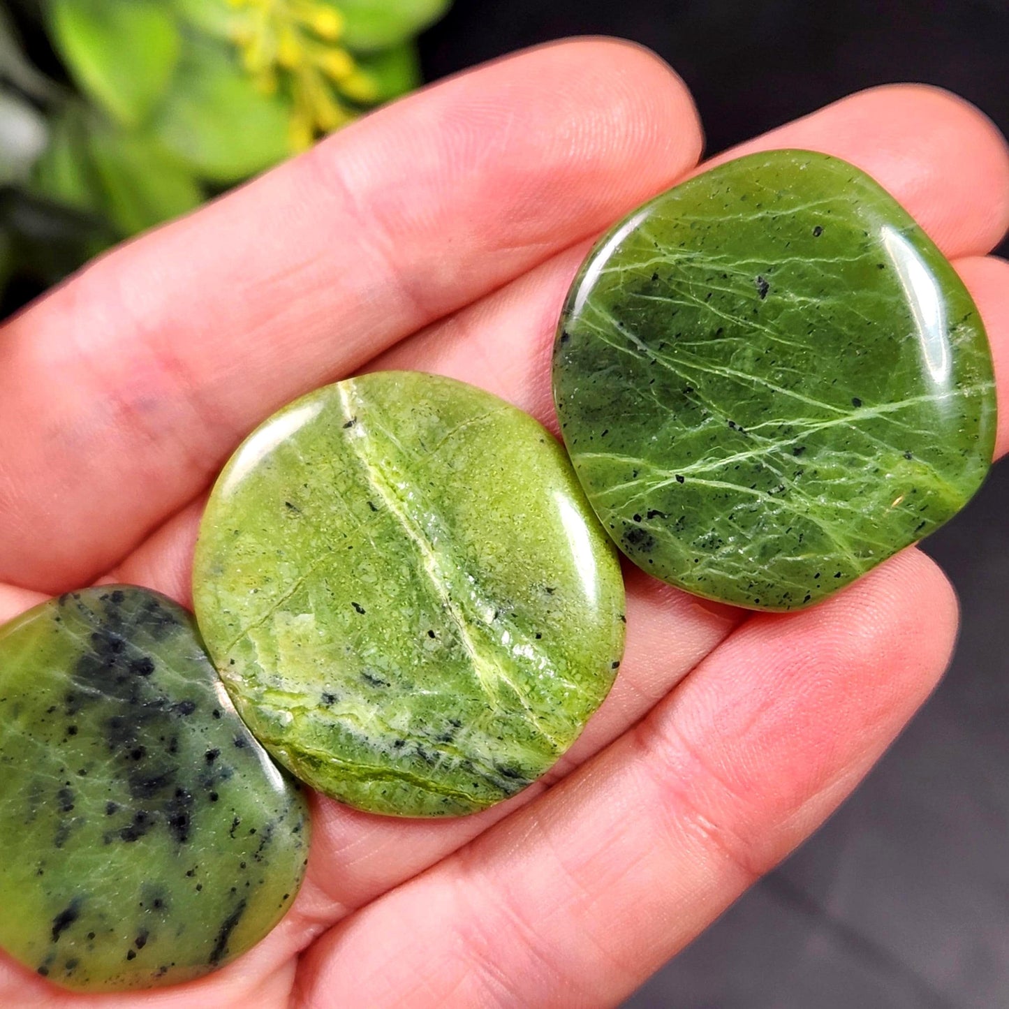 Canadian Green Jade Polished Palm Stone (1"+), Tumbled Jade Crystal Specimen