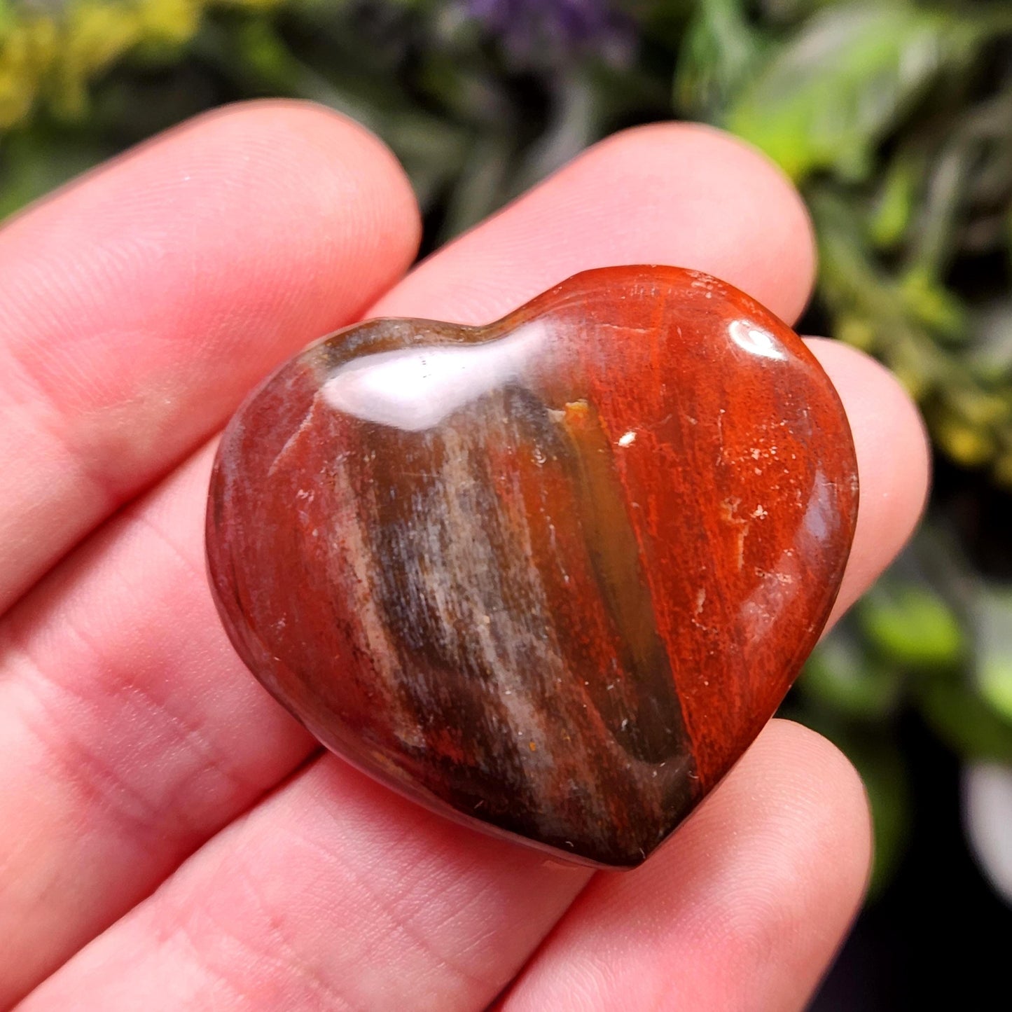 Petrified Wood Fossil Heart Carving, Agatized Wood Crystal Heart