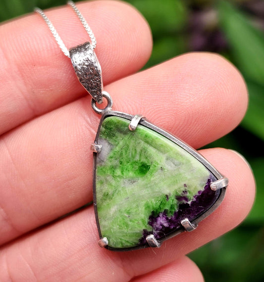 Kammererite Pendant, Sterling Silver Kammererite Crystal Necklace
