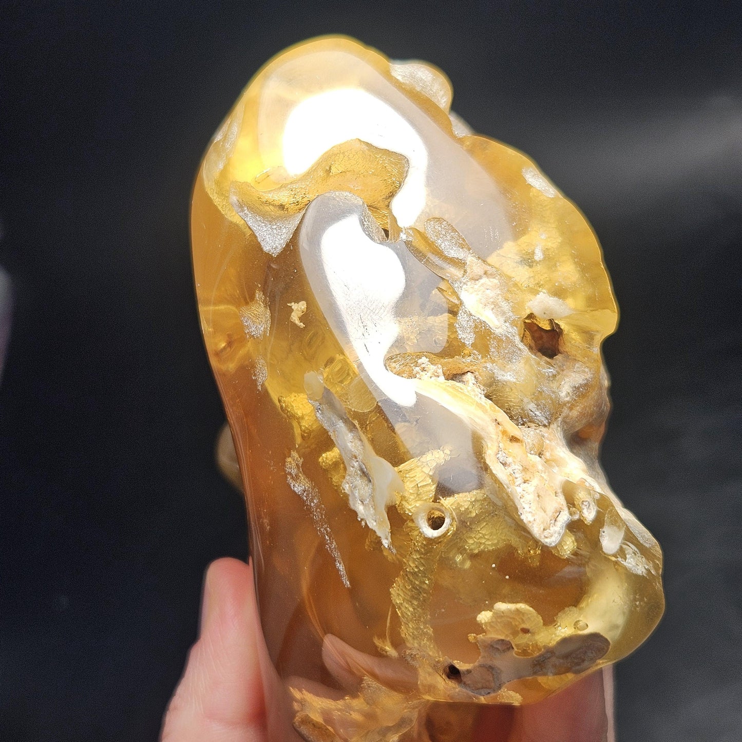 HUGE Amber with Moving Enhydro Bubble & Insect Inclusions 1.17lb