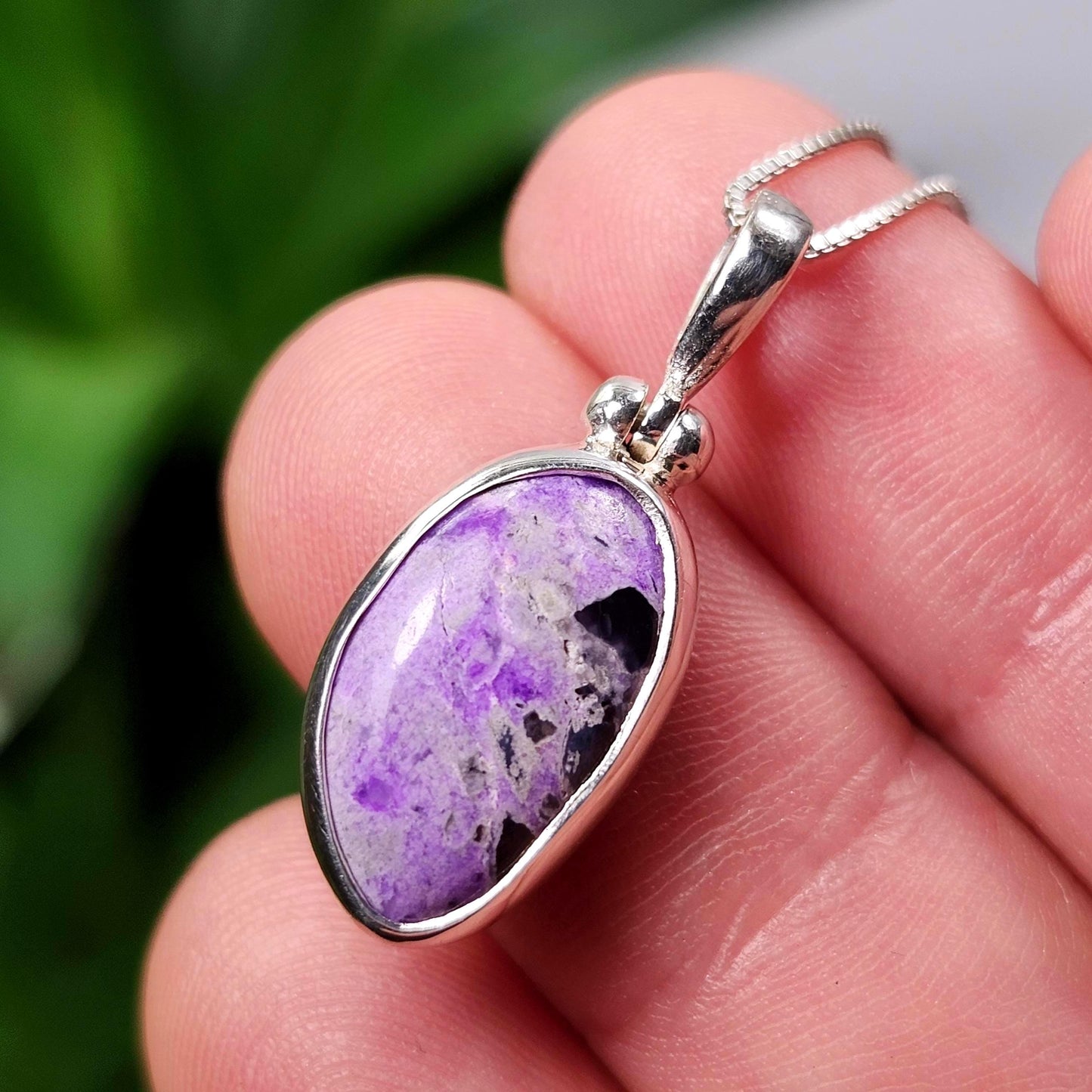 Sugilite Pendant, Sterling Silver Sugilite Necklace