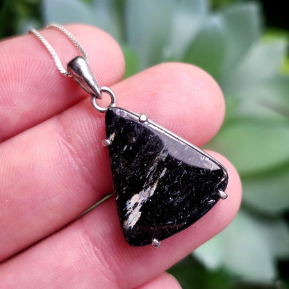 GREENLAND Nuummite Pendant, Sterling Silver Authentic Nuummite Necklace